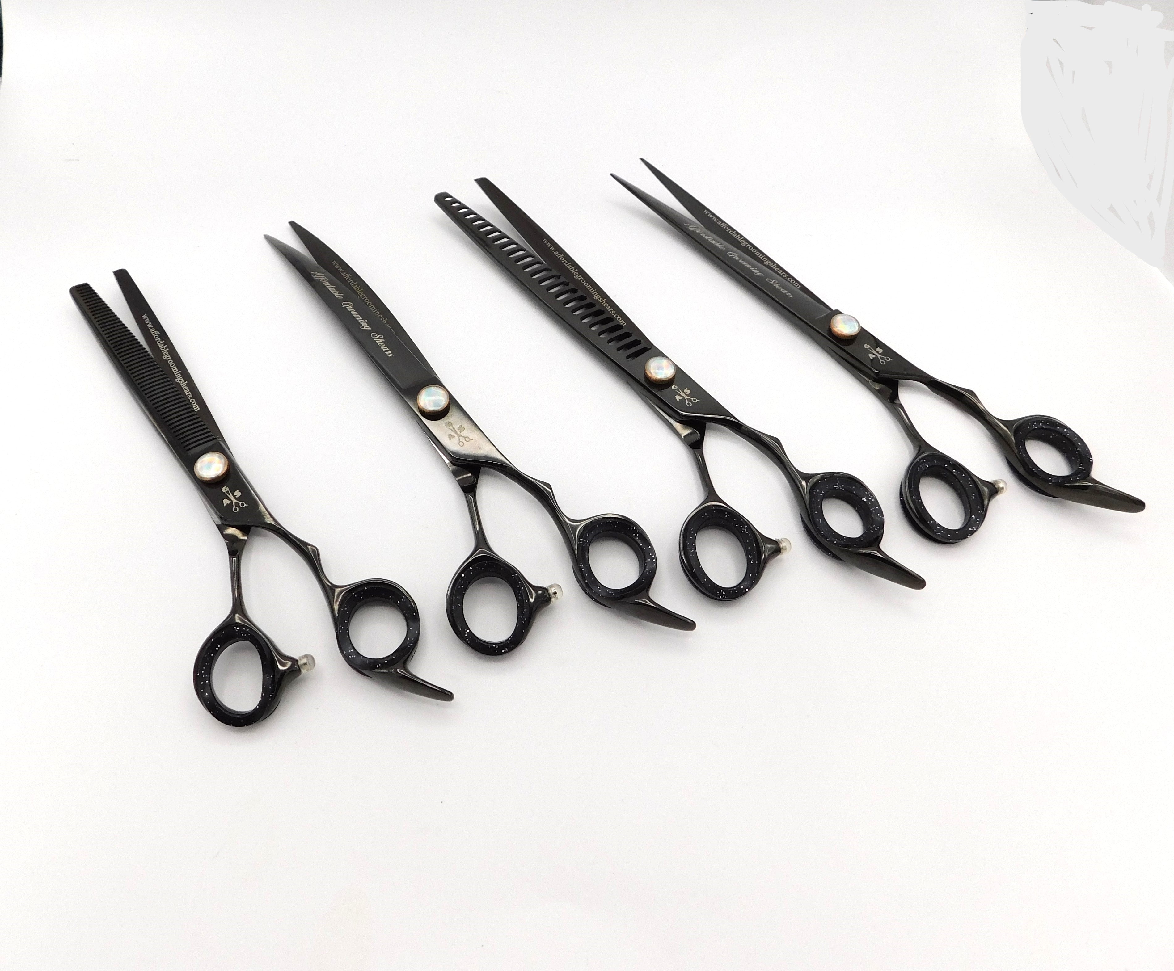 43 AGS 4 pc Black Shear Set Affordable Grooming Shears