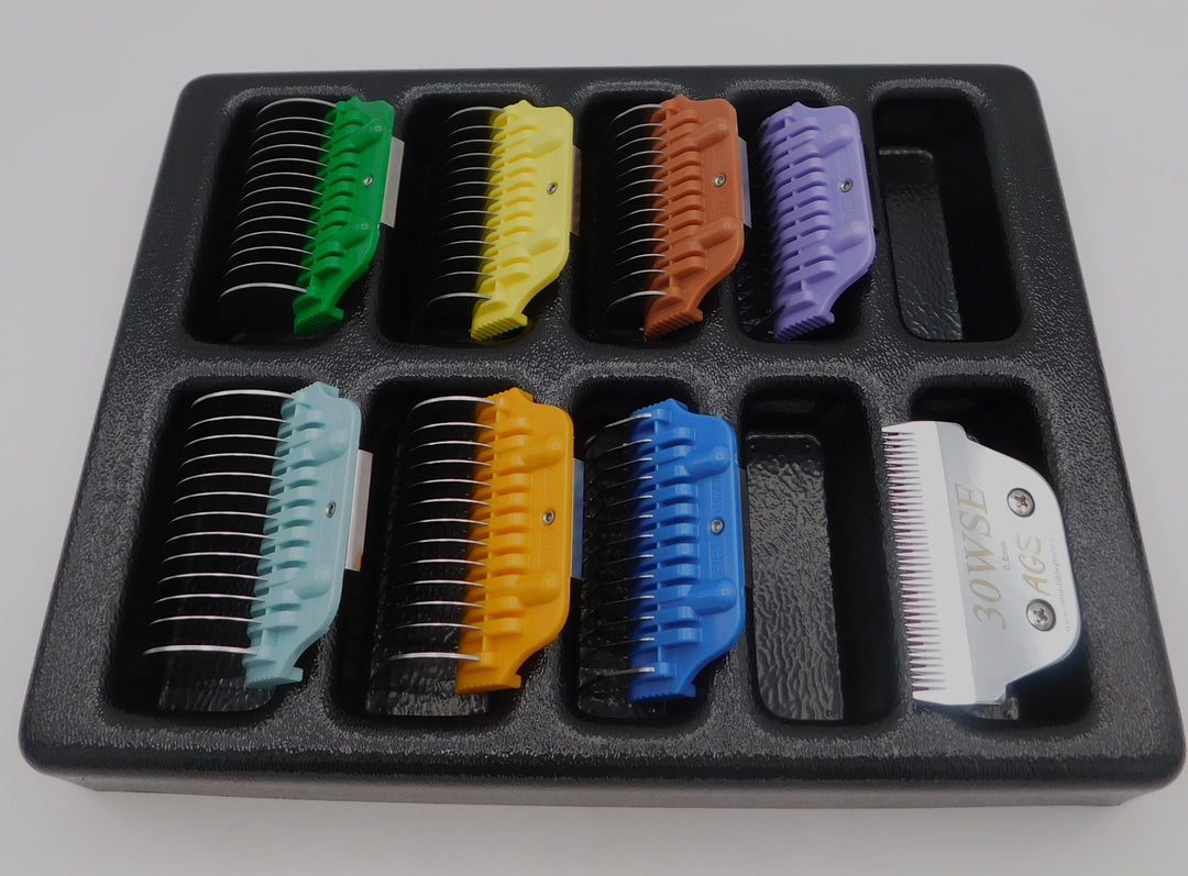 AGS 7pc Wide Comb Attachments w/ (1) 30WSE Blade & a FREE Storage Holder